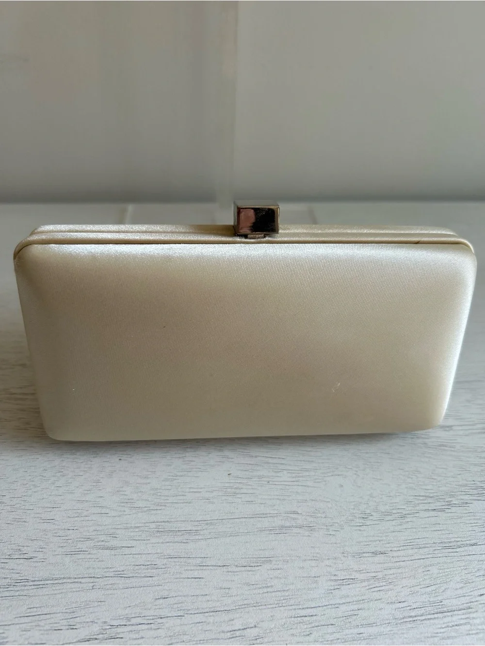 Enzo Angiolini Champagne Satin Rectangular Clutch